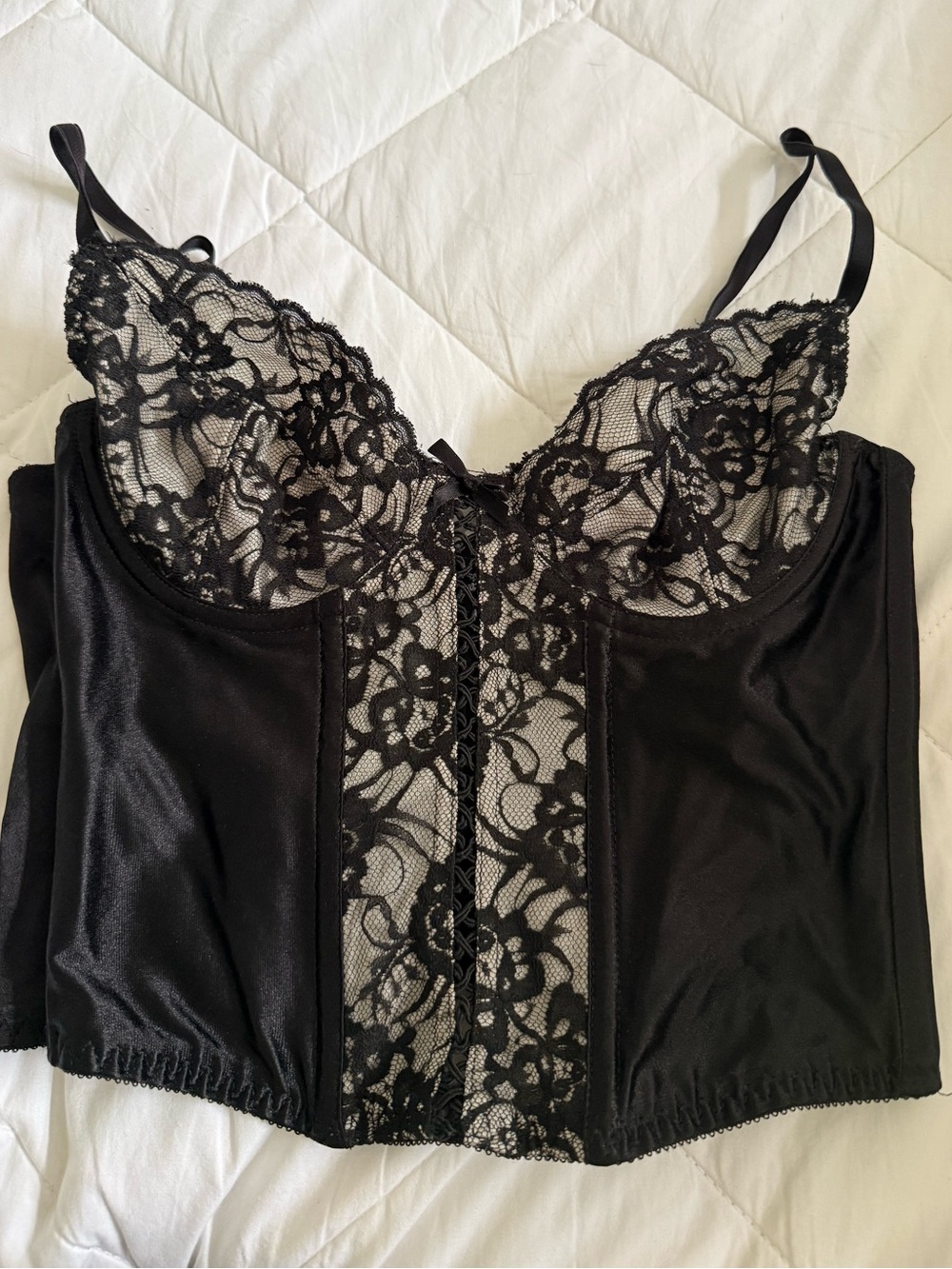 Vintage Black Lace Bustier Corset Top